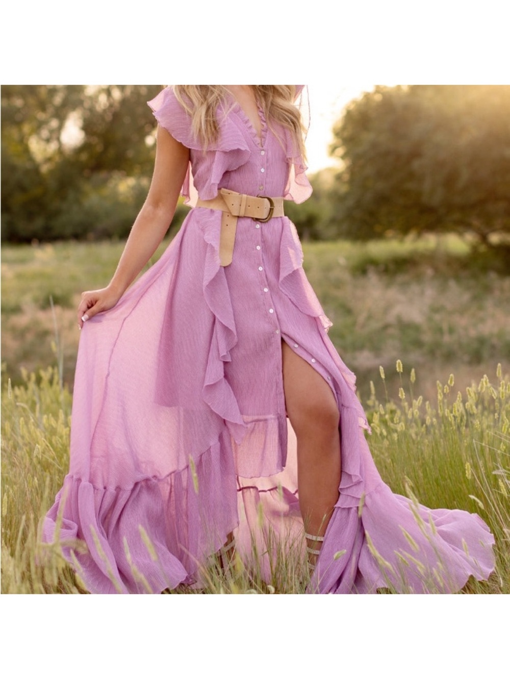 Joyfolie Cass Dress in Light Orchid - Size Large